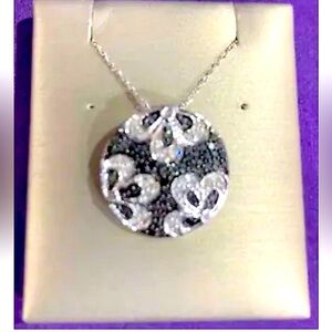 White & Black Diamond Pave Diamond pendent in White Gold w/ 20” White Gold Chain